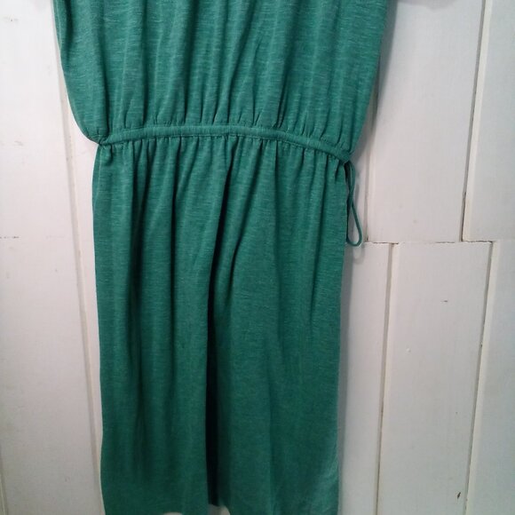 Prana Dress Women M Short Sleeve Embroidery Cinch Waist Athleisure Green Yellow - Picture 15 of 15